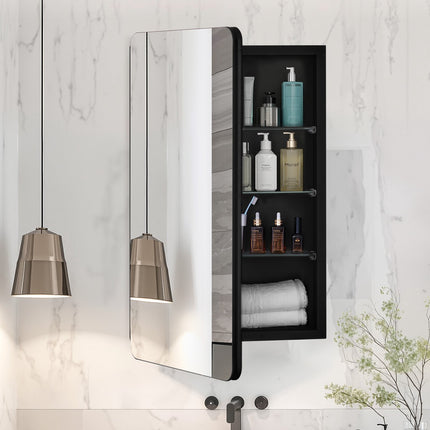 Medicine Cabinet with Mirror, 16.5 x 27.5, Wall Or Recessed