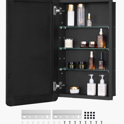 Medicine Cabinet with Mirror, 16.5 x 27.5, Wall Or Recessed