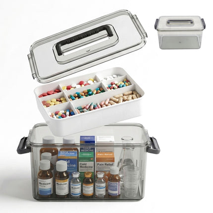 Medicine Storage Box, Clear Plastic With 7 Compartments