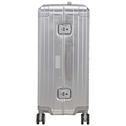 Medium Silver Aluminum Suitcase, 68 cm, 4 Wheels, TSA Lock