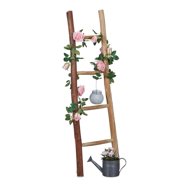 Middelgrote decoratieve ladder van kastanjehout