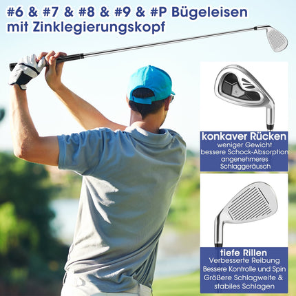 Pánská sada golfových holí 9dílná, pro praváky, šedá