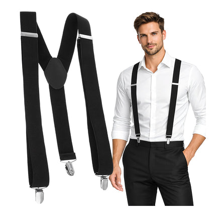 Men's Y-Back Suspenders, Wide 3.5 cm, Adjustable