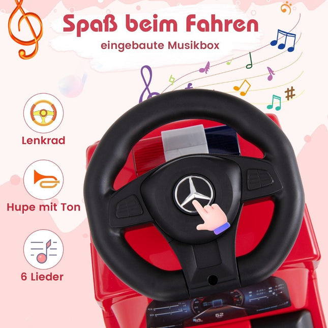 Vozítko Mercedes Benz, odrážedlo s úložným prostorem, hasičské auto s červeným výstražným majákem