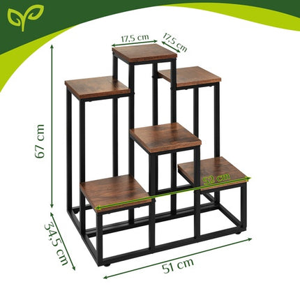 Kovový 6patrový stojan na rostliny, loft styl, 67cm