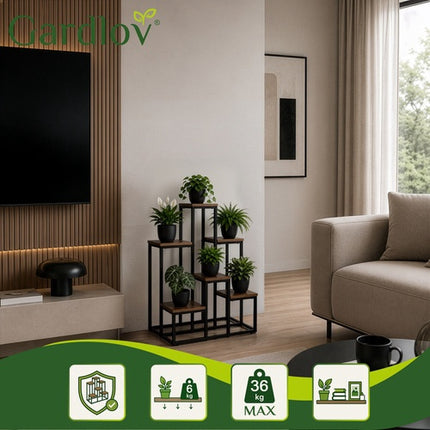 Kovový 6patrový stojan na rostliny, loft styl, 67cm