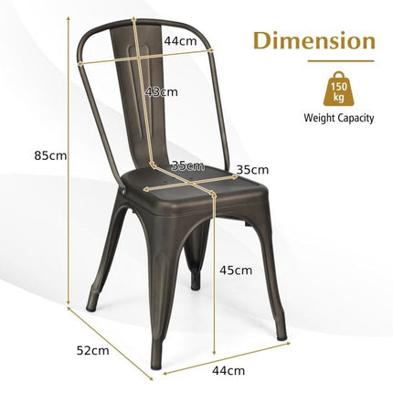 Metal Bar Stools Set of 4, 45 cm, Removable Backrest