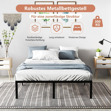 Metallbettgestell, 160x200 cm, Schwarz, kein Boxspringbett erforderlich