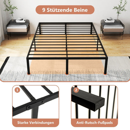 Metallbettgestell, 160x200 cm, Schwarz, kein Boxspringbett erforderlich