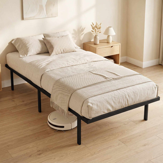 Metallbettgestell 90x200 cm, Stauraum unter dem Bett, Schwarz