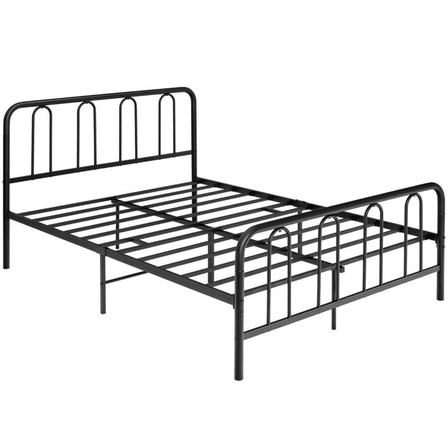 Kovový rám postele s čelem a nožním čelem moderní postel 209 x 144 x 101 cm černá