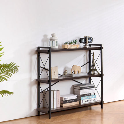Metal Bookshelf, 3-Tier Industrial Open Shelf Unit