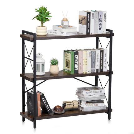 Metal Bookshelf, 3-Tier Industrial Open Shelf Unit