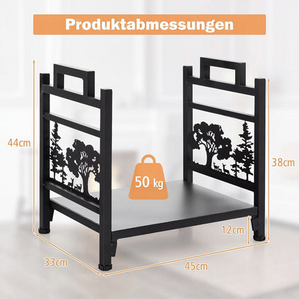 Metal Firewood Rack with Handles and Adjustable Feet