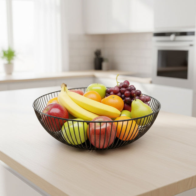 Kovová mísa na ovoce, velký mřížkový design, otevřená síť