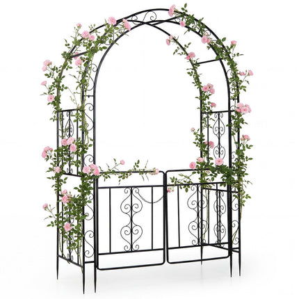 Metal Garden Arch with Lockable Doors and Arched Top