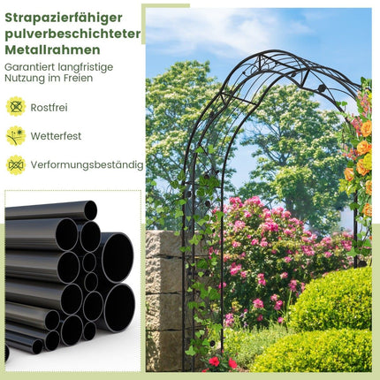 Metal Garden Arch with Two Half Arches, 150 x 39 x 250 cm
