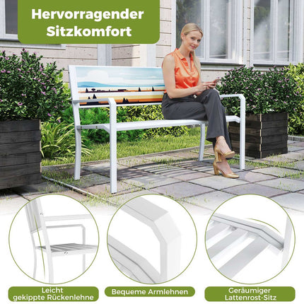 Metal Garden Bench, Weatherproof, 2-Seater, 300kg Capacity