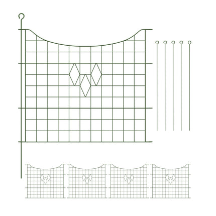 Kovový zahradní plot, 5 panelů, dekorativní design