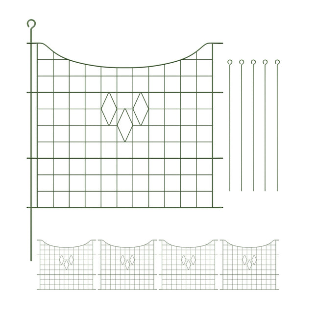 Kovový zahradní plot, 5 panelů, dekorativní design