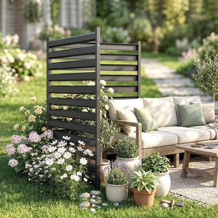 Metal Garden Fence Panels, 91 x 152 cm, Black, 2-Pack