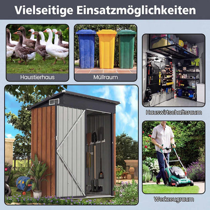 Metal Garden Shed 150x90.5x185 cm, Brown, Rustproof