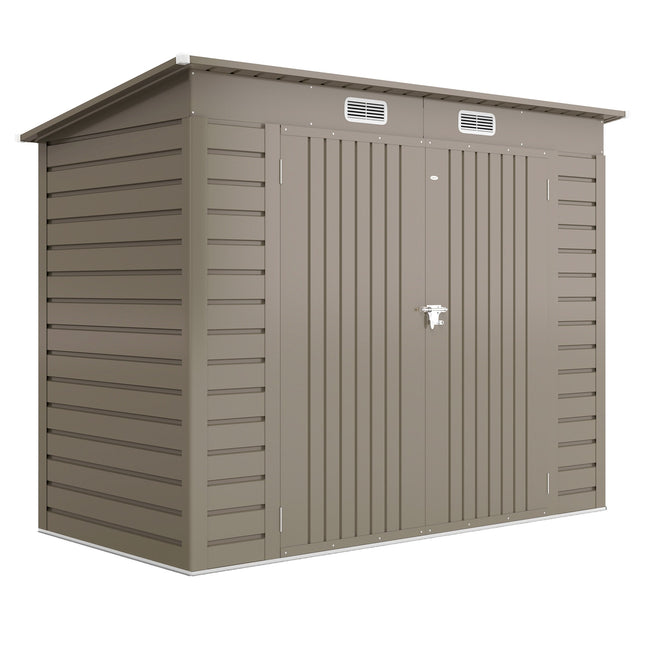 Metal Garden Shed with Double Doors, 249 x 121 x 183 cm, Light Grey
