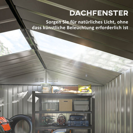 Metal Garden Shed with Sliding Doors and Windows