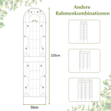 Metal Garden Trellis Set, 220x50 cm, White, 2-Pack