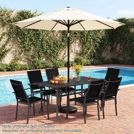 Metal Patio Dining Table 63 x 33, Seats 6, Umbrella Hole