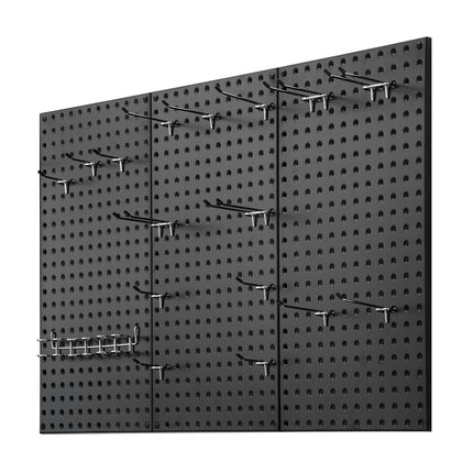 Metal Pegboard Panels, 3 Pack, 24 x 12 in, 132 lb Capacity, Black