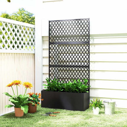 Metal Planter Box with Trellis, 110L Capacity, Weatherproof