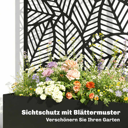 Metal Planter Box with Trellis, 38L Capacity, Black