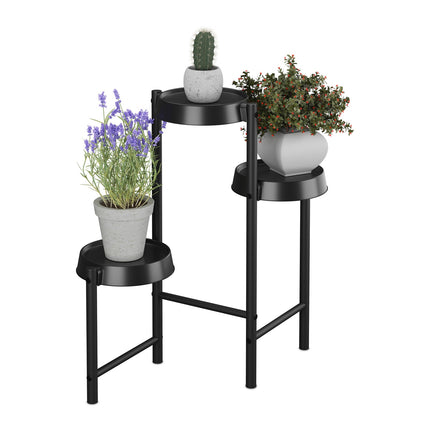 Metal & Plastic Plant Stand with Round Shelves