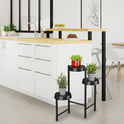 Metal & Plastic Plant Stand with Round Shelves