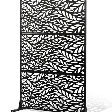 Metal Privacy Screen, 3-Panel Freestanding, 47x72 Black