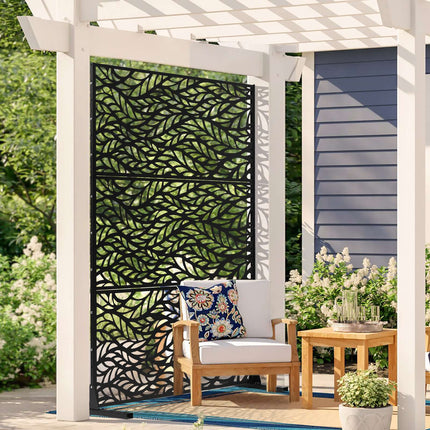 Metal Privacy Screen, 3-Panel Freestanding, 47x72 Black