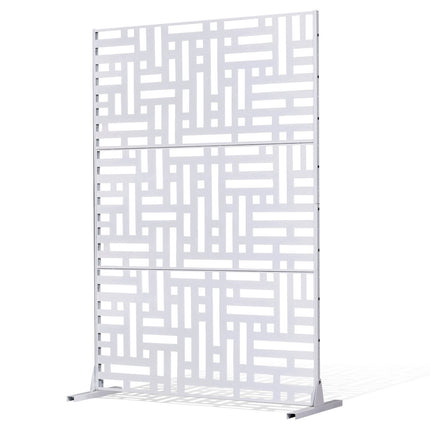 Metal Privacy Screen, 3-Panel Freestanding, 47x76 White