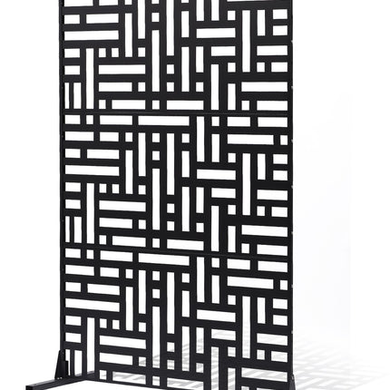 Metal Privacy Screen, 3-Panel Freestanding, 47 x 76 in, Black