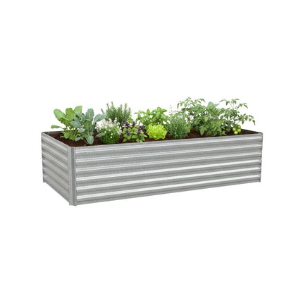 Metal Raised Garden Bed, Galvanized Steel, 57x240x90cm