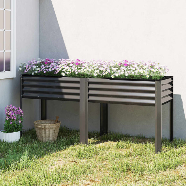 Metal Raised Garden Bed, Large Planter Box, 180x55x80 cm