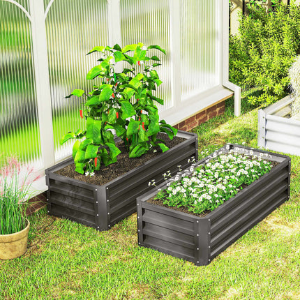 Metal Raised Garden Bed Set of 2, Open Base, 110x50x30cm