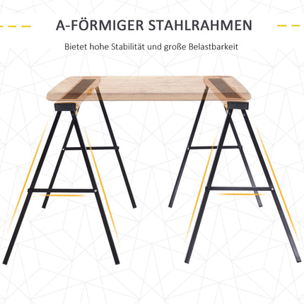 Metal Sawhorse Set, 250kg Capacity, Yellow, Foldable