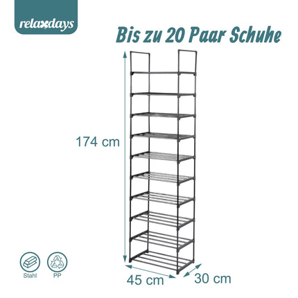 Kovový botník – úzký, montáž bez nářadí, nastavitelná patra
