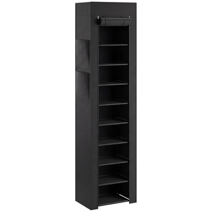 Metal Shoe Rack with Dustproof Cover, Holds 20 Pairs, Black