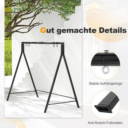 Metal Swing Frame with 5 Hanging Rings, Black, 210x115x175 cm