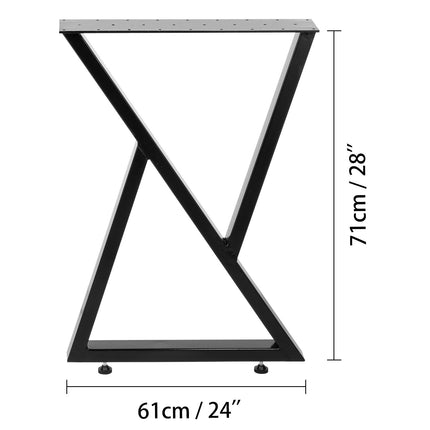 Metal Table Legs, Set of 2, Black Zigzag, 28 Inch