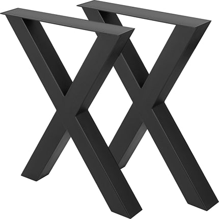 Metal Table Legs Set of 2, X-Frame, Black 28.4x29.9in