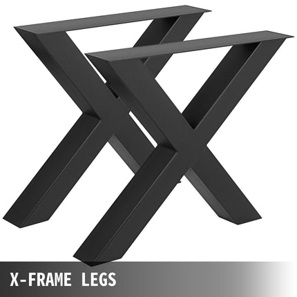 Metal Table Legs Set of 2, X-Frame, Black 28.4x29.9in