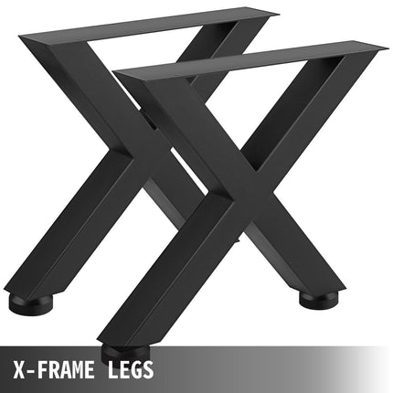 Metal Table Legs, X-Frame, Black, 28.4 x 31.1 in, 2-Pack